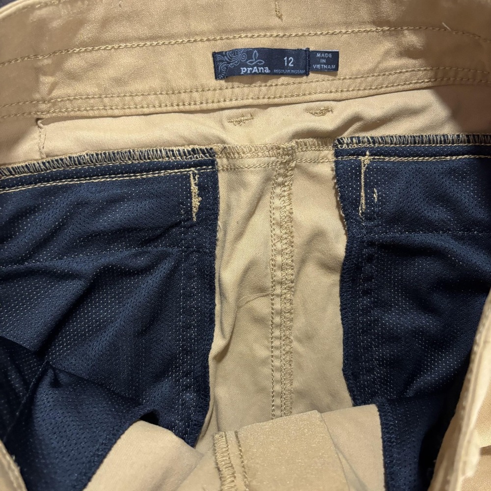 PrAna Cargo Pants Womens Size 12 Tan Stretch Convertible Hiking Outdoor Utility - Picture 6 of 16